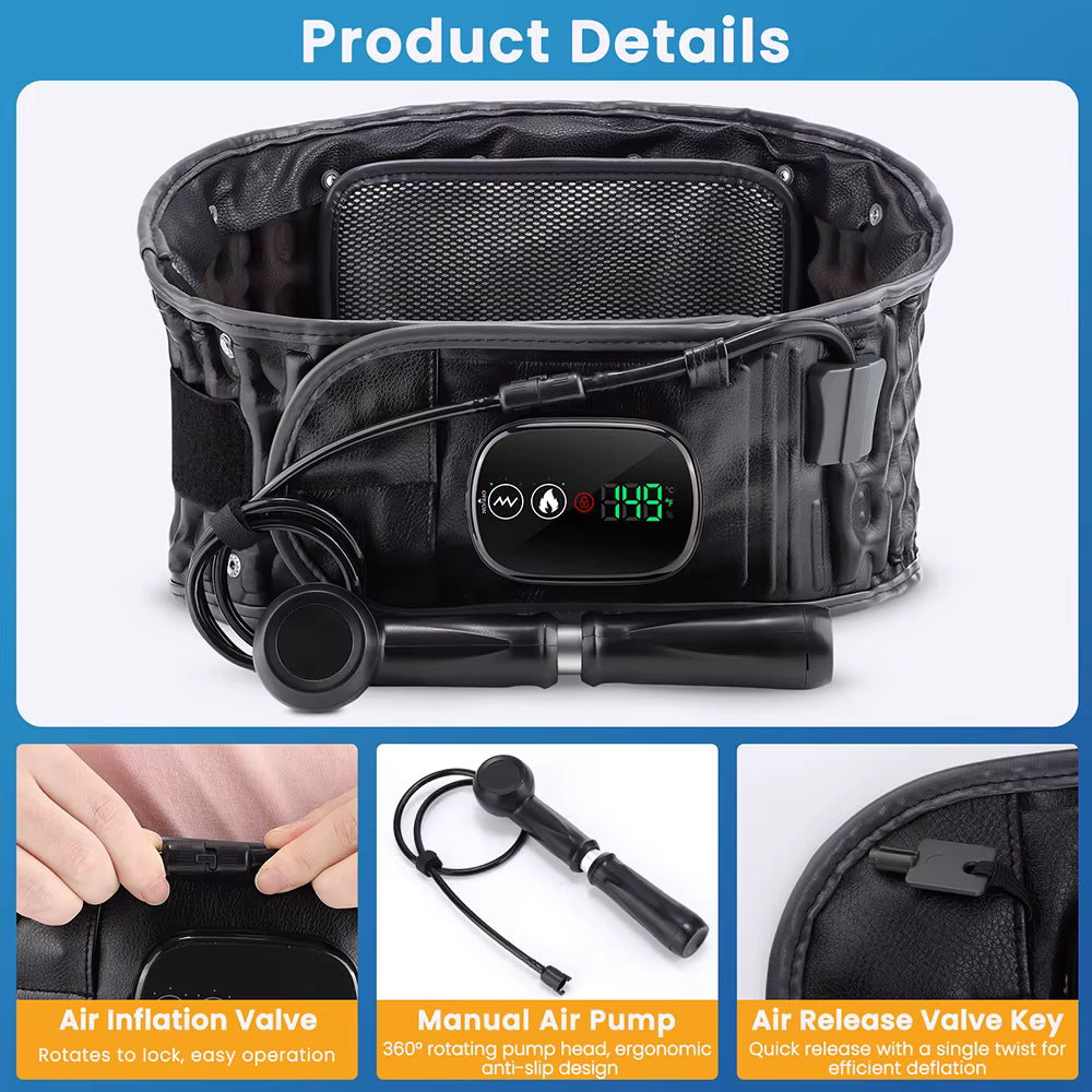 Uppblåsbar ryggmassager med värme & vibration