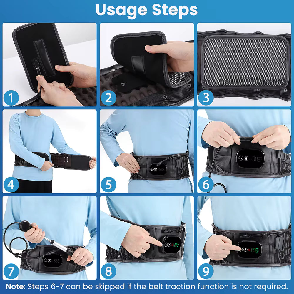 Uppblåsbar ryggmassager med värme & vibration